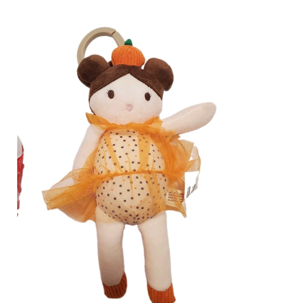 Dream Gro Halloween Plush Doll Baby Lovey Clip On Tutu Dress Orange Pumpkin New